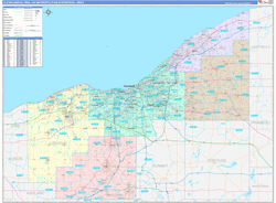 Cleveland-Elyria Metro Area Wall Map Color Cast Style 2024